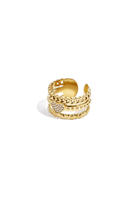 Statement ring with rose in heart