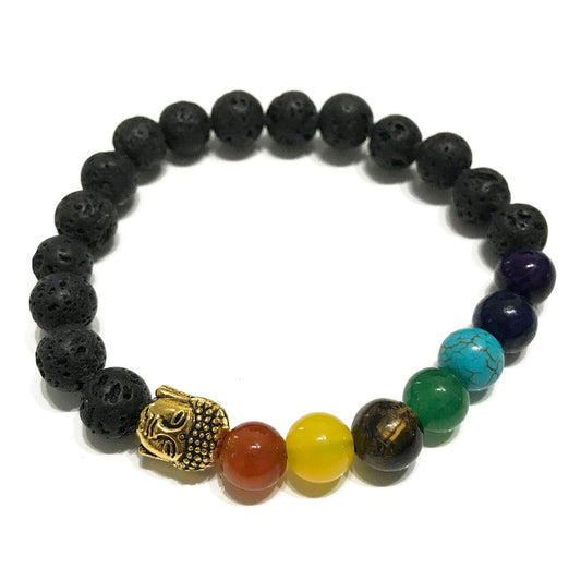 Spirituális Egyensúly: Buddha & Rózsakvarc Lávaköves Karkötő