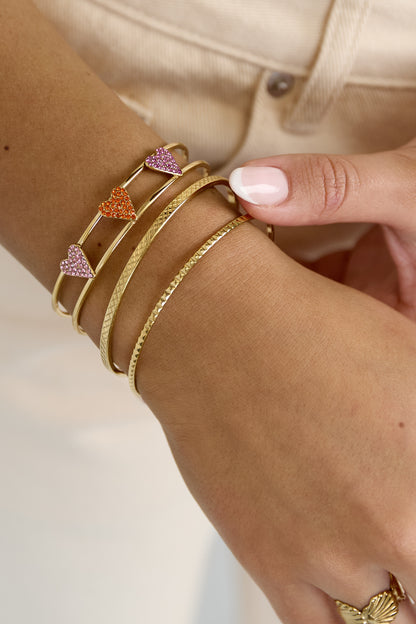 Bangle with rhinestone hearts