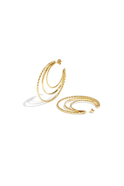 Layered triple hoop earrings